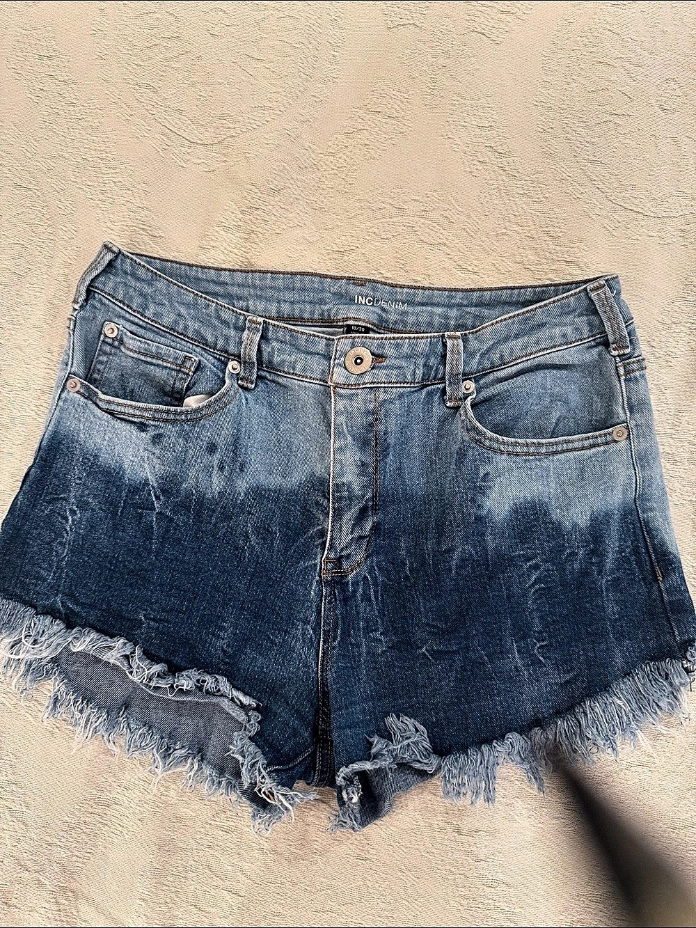 INC International Concepts Women's Blue Frayed Jean Shorts